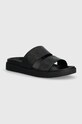 Pantofle Calvin Klein FLAT SLIDE EPI MONO imitace kůže černá HW0HW01957