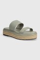 Pantofle Calvin Klein WEDGE SLIDE HE platforma šedá HW0HW01966