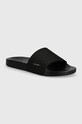 Calvin Klein klapki POOL SLIDE WCALVIN MET MONOCQ tekstylny czarny HW0HW01971