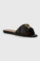 czarny Kurt Geiger London klapki skórzane Kensington Puff Sandal Damski