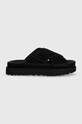 Semišové pantofle UGG Goldenstar Cross Slide semišová kůže černá 1137910.BLK