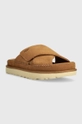 UGG suede sliders Goldenstar Cross Slide brown