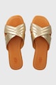 UGG klapki skórzane Kenleigh Slide płaski złoty 1142712.GLDM