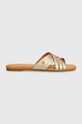 UGG slapi de piele Kenleigh Slide 1142712.GLDM aur SS24