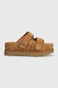 Natikače od brušene kože UGG Goldenstar Hi Slide brušena koža smeđa 1155458.CHE