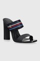Шльопанці Tommy Hilfiger лицьова шкіра темно-синій FW0FW07921