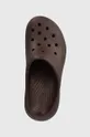 brown Crocs sliders