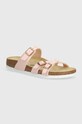 Birkenstock ciabatte slide Franca finta pelle fiore rosa 1026419