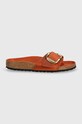 Birkenstock klapki nubukowe Madrid Big Buckle 1026632 pomarańczowy SS24