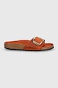 Birkenstock klapki nubukowe Madrid Big Buckle 1026632 pomarańczowy SS24