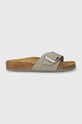 Шльопанці з нубуку Birkenstock Madrid Big Buckle 1022176 сірий SS24