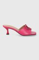 Love Moschino klapki skórzane 5-8 cm różowy JA28375G0IIAX604