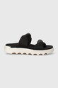 Sorel klapki skórzane VIIBE TWIST SLIDE 2039961010 czarny SS24