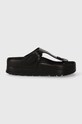 Birkenstock infradito in pelle Gizeh Flex Platform 1026874 nero SS24