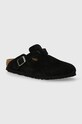 Birkenstock ciabatte slide in camoscio Boston mules nero 1027067