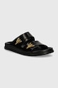 Vanda Novak slapi de piele Sandy.Cristal.Black negru SS24