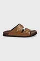 Δερμάτινες παντόφλες Vanda Novak Sandy.Cristal.Chocolate καφέ SS24