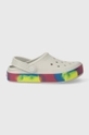 Dječje natikače Crocs OFF COURT GLITTER BAND CLOG siva