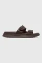 brązowy Tommy Hilfiger klapki skórzane D DENSITY BUCKLE SANDAL Męski