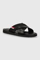 Tommy Hilfiger klapki skórzane CORE LTH CRISS C SANDAL tekstylny czarny FM0FM05010