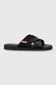 Tommy Hilfiger bőr papucs CORE LTH CRISS C SANDAL fekete