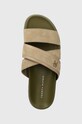 Tommy Hilfiger klapki zamszowe ELEVATED TH CRISS SUEDE SANDAL beżowy FM0FM05065