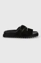 Tommy Hilfiger ciabatte slide in camoscio ELEVATED TH CRISS SUEDE SANDAL nero