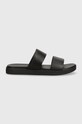 Kožené pantofle Calvin Klein DOUBLE STRAP HM0HM01414 černá SS24