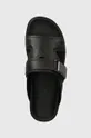 čierna Kožené šľapky Calvin Klein 3 STRAP W/ ICONIC PLAQUE