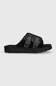 UGG klapki skórzane Goldencoast Strap Slide skóra zamszowa czarny 1142730.BLK