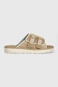 Semišové pantofle UGG Goldencoast Strap Slide přírodní kůže béžová 1142730.SSNT