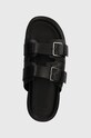 UGG bőr papucs Capitola Buckle Slide fekete 1153102.BLK