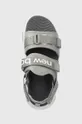 gray New Balance sandals