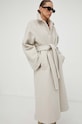 Vlnený kabát Samsoe Samsoe AFRA béžová F23400110