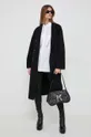 Μάλλινο παλτό Karl Lagerfeld μαύρο