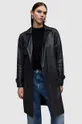 μαύρο Δερμάτινο παλτό AllSaints Okena Γυναικεία