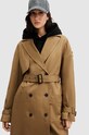 AllSaints płaszcz bawełniany WYATT brązowy WO521Z