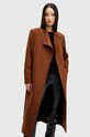 Шерстяное пальто AllSaints RILEY без капюшона коричневый W009OZ