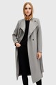 Vlněný kabát AllSaints RILEY nezateplené šedá W009OZ
