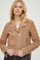 The Kooples o jacheta biker din piele intoarsa bej FCUI28003K