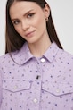United Colors of Benetton kurtka jeansowa fioletowy 24P2DN05H