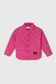 różowy Calvin Klein Jeans kurtka dziecięca Dziewczęcy