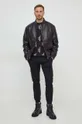 Kožená bunda Calvin Klein čierna