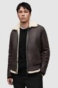 AllSaints kurtka skórzana Rhys bez kaptura brązowy ML089Z