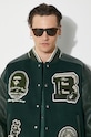 A Bathing Ape wool bomber jacket Bape Patch Coach Jacket 1J80141058 green