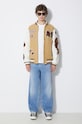 Vlněná bomber bunda A Bathing Ape Bape Multi Motif Varsity 1J80141001 béžová SS24