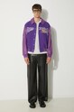 Шерстяная куртка-бомбер Awake NY Varsity Jacket SP24.OT001 фиолетовой SS24
