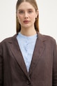 United Colors of Benetton jednořadé sako dámské lněné hnědá 2AGHDW00R