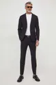 Μάλλινο σακάκι Calvin Klein μαύρο