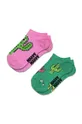 fioletowy Happy Socks skarpetki dziecięce Kids Cactus Low Socks 2-pack Dziewczęcy